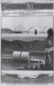 Subterranean tunnel underneath the St. Claire River, from Scientific American 13th September 1890
